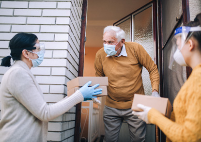 Food being delivered to senior citizen