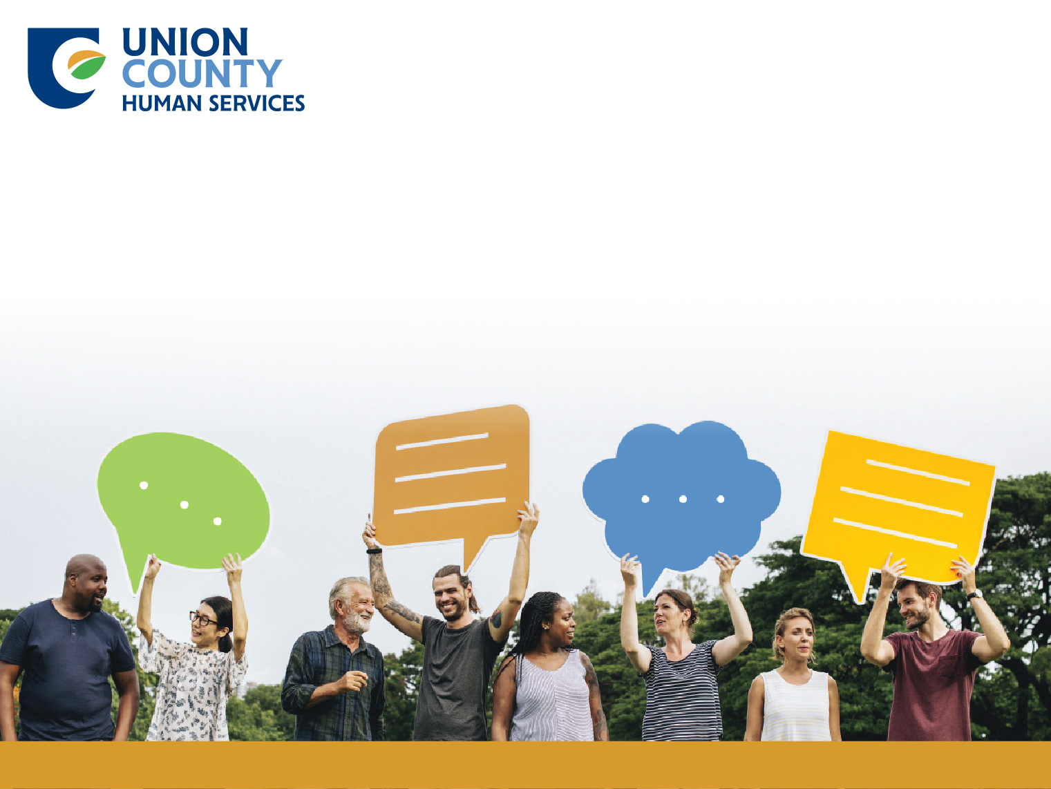 Group of diverse people holding speech bubbles