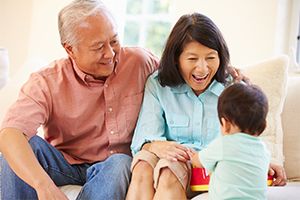 A young boy with his grandparents