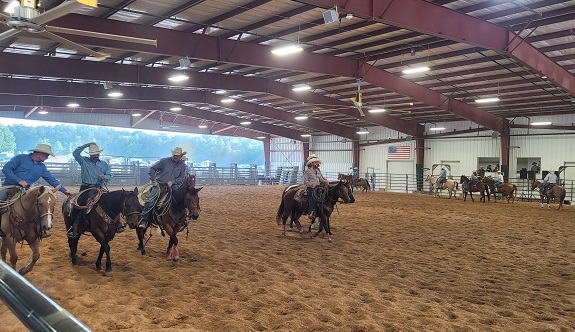 Riders warming up for rodeo