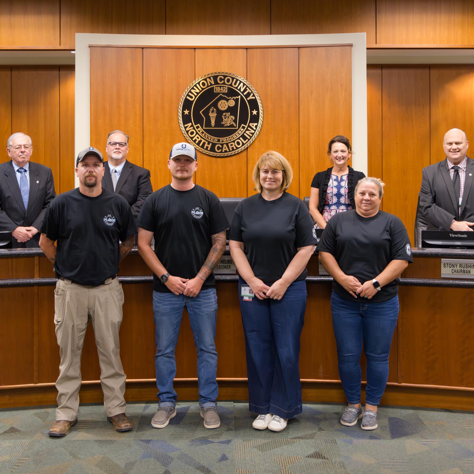 The Union County Board of Commissioners recognized Union County Water staff for their success at an international competition. 