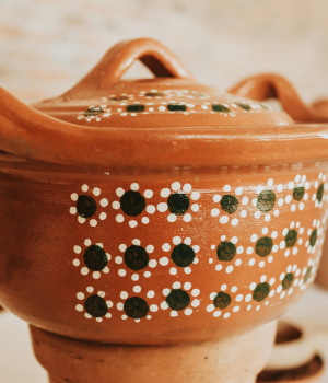 traditional pottery with paint flowers